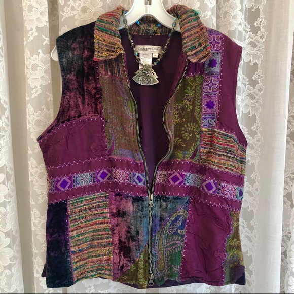 COLDWATER CREEK *FAB Multi-Color/Fabric Patch Vest - Picture 3 of 10
